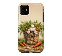 Carcasa para iPhone 11 Plantas Jardinero Botánico Floral Divertido Conejo Kawaii Zanahoria