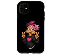 Carcasa para iPhone 11 Pollo Divertido con Gafas Bandana Rosa Crazy Chicken Lady