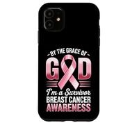 Carcasa para iPhone 11 por la Gracia de Dios Soy un Sobreviviente Conciencia del Cáncer de Mama