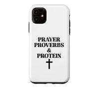 Carcasa para iPhone 11 Prayer Warrior Proverbs & Protein Shakes Jesus Weights Faith