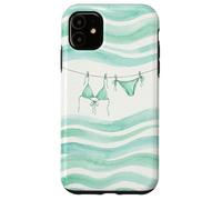 Carcasa para iPhone 11 Preppy Bikini Verano Costa Cowgirl Pastel mar Turquesa Ola