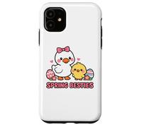 Carcasa para iPhone 11 Primavera Besties Kawaii Pato y Pollito Huevos de Pascua Lindo Dibujos Animados