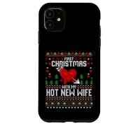 Carcasa para iPhone 11 Primera Navidad con mi Nueva Esposa Caliente suéter Feo Navidad