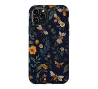 Carcasa para iPhone 11 Pro Abejas y Flores Silvestres en Azul Oscuro