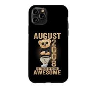 Carcasa para iPhone 11 Pro Agosto 2008 18 cumpleaños 2026 Mujer 18 años Oso de Peluche