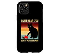 Carcasa para iPhone 11 Pro Amante del café con Forma de Gato Negro Divertido, Vintage, «No Estoy Escuchando»