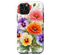 Carcasa para iPhone 11 Pro Amapolas Rojas Pensamientos Multicolores Full Bloom Formas Mania