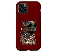 Carcasa para iPhone 11 Pro Aniversario de los 250 años de la Bandera Estadounidense del Bulldog francés, 1776-2026