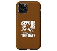 Carcasa para iPhone 11 Pro Antes de Abrir la Puerta Bulldog Advertencia Divertido
