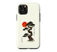 Carcasa para iPhone 11 Pro Antiguo Bonsái Árbol Rojo Sol WABI Sabi Zen Arte Japonés