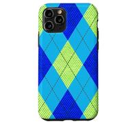 Carcasa para iPhone 11 Pro Argyle Verde y Azul patrón Preppy Regalo de los años 80