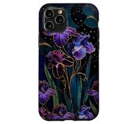 Carcasa para iPhone 11 Pro Art Nouveau Iris Gótico Floral Celeste Oscuro Botánico Arte
