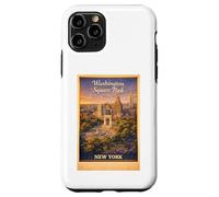 Carcasa para iPhone 11 Pro Arte Retro de Viaje aéreo de la Ciudad de Nueva York Washington Square Park