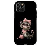 Carcasa para iPhone 11 Pro Baby Gecko Kawaii - Gafas de Leopardo Rosa con Personaje de Reptil