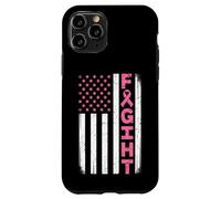 Carcasa para iPhone 11 Pro Bandera Americana Envejecida, Cinta Rosa, Lucha contra el cáncer de Mama