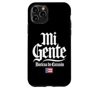 Carcasa para iPhone 11 Pro Bandera Mi Gente Boricua de Corazón Puerto Rico Impresión Blanca