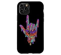 Carcasa para iPhone 11 Pro Be Kind ASL Lenguaje de señas | Retro Groovy - Melting Art