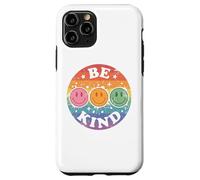 Carcasa para iPhone 11 Pro Be Kind Retro Happy Face, arcoíris Vintage Desgastado y Colorido