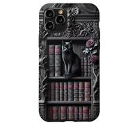 Carcasa para iPhone 11 Pro Biblioteca gótica de Gato Negro Dark Academia estantería Vintage