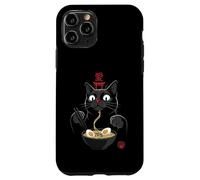Carcasa para iPhone 11 Pro Black Cat Eating Ramen Noodles Japan Kanji Love Anime Design