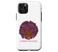 Carcasa para iPhone 11 Pro Black Women Queen Stronger Than Breast Cancer Pink Ribbon