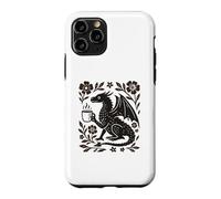 Carcasa para iPhone 11 Pro Boho Dragón Bebiendo Café Arte Popular Bestia Mítica