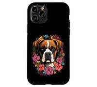 Carcasa para iPhone 11 Pro Boxer - Ramo de Flores con Cara de Perro Cervatillo Boxeador dueño criador mamá