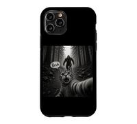 Carcasa para iPhone 11 Pro Bruh Cat Selfie Bigfoot Sasquatch Scared Cat Meme Gráfico