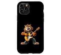 Carcasa para iPhone 11 Pro Cartoon Tiger Rock Guitarrista Tocando Guitarra Eléc