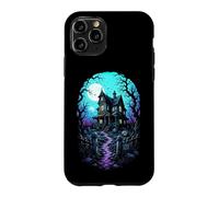 Carcasa para iPhone 11 Pro Casa embrujada Luna de Sangre Arte de Grabado en Madera