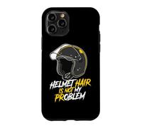 Carcasa para iPhone 11 Pro Casco de Motociclista Hair Not My Problem Calvo Motocicleta Rider