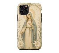 Carcasa para iPhone 11 Pro Católica Virgen María Floral Oración Arte Mirada Devocional
