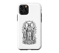 Carcasa para iPhone 11 Pro Cernunnos Arte Lineal de Cuernos sagrados del Dios del Bosque Celta
