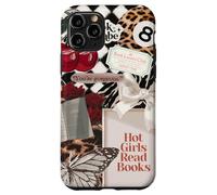 Carcasa para iPhone 11 Pro Chicas Calientes leen Libros Leopard Ball 8 Y2K Reader Pink Bow