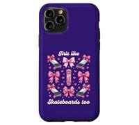Carcasa para iPhone 11 Pro Chicas como Skateboards Too Pink Bows Skater Girl Coquette