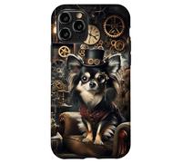 Carcasa para iPhone 11 Pro Chihuahua de Pelo Largo Steampunk Científico Loco