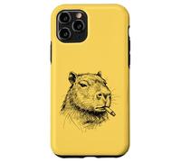 Carcasa para iPhone 11 Pro Chill Capybara Fumar Cigarrillo Dibujado a Mano línea Arte Divertido