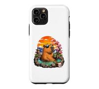 Carcasa para iPhone 11 Pro Chill Capybara Hot Spring Sunset Retro Funny Summer
