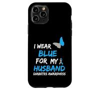 Carcasa para iPhone 11 Pro Cinta de concientización sobre la Diabetes I Wear Blue For My Husband