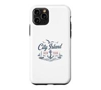 Carcasa para iPhone 11 Pro City Island Bronx New York Nautical Anchor Vintage Velero