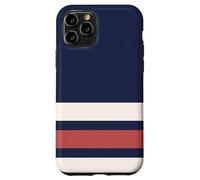 Carcasa para iPhone 11 Pro Classic Navy Red White Horizontal Stripes Chic Pattern