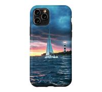 Carcasa para iPhone 11 Pro Coastal Lighthouse Sailboat Ocean Sunset Scenic Artwork