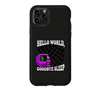 Carcasa para iPhone 11 Pro Coder Hello World Goodbye Sleep Computer Science Retro
