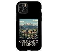 Carcasa para iPhone 11 Pro Colorado Springs Montaña Horizonte Retro Picos Bosque Ciudad