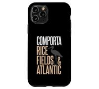 Carcasa para iPhone 11 Pro Comporta Portugal Campo de arroz y Silueta de cigüeña atlántica