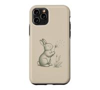 Carcasa para iPhone 11 Pro Conejo Amantes Soplando Diente De León Naturaleza Cottagecore Gráfico