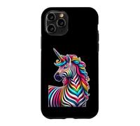 Carcasa para iPhone 11 Pro Cool Colorful Zebra Head with Unicorn Horn Safari Animal