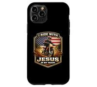 Carcasa para iPhone 11 Pro Corro con Jesús en mi corazón American Dirt Bike Rider USA