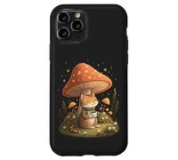 Carcasa para iPhone 11 Pro Cozy Cat Drink Café Champiñón Lindo Cottagecore Estética