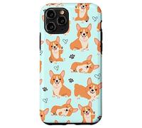 Carcasa para iPhone 11 Pro Cute Corgi Dog with Paws Lover in Aqua Turquoise Pattern